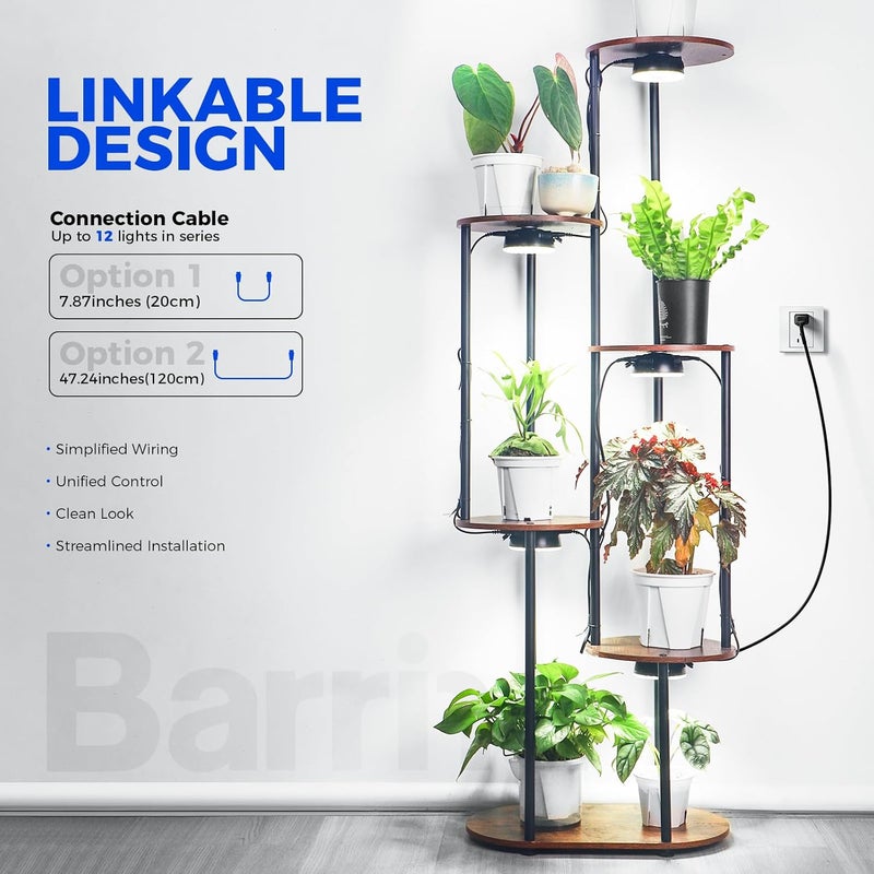 Barrina Orbgrow OG09 Puck Grow Light, 5000K 36W(4 x 9W, 540 Watt Equiv), Full Spectrum Plant Light for Indoor Plants, Magnetic & Linkable with Timer, 5 Levels Dimmable for Plant Shelf, 4 Packs, Black - Image 2